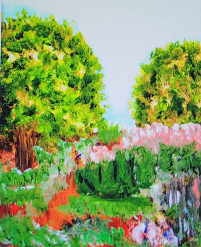 Árboles y flores rosadas